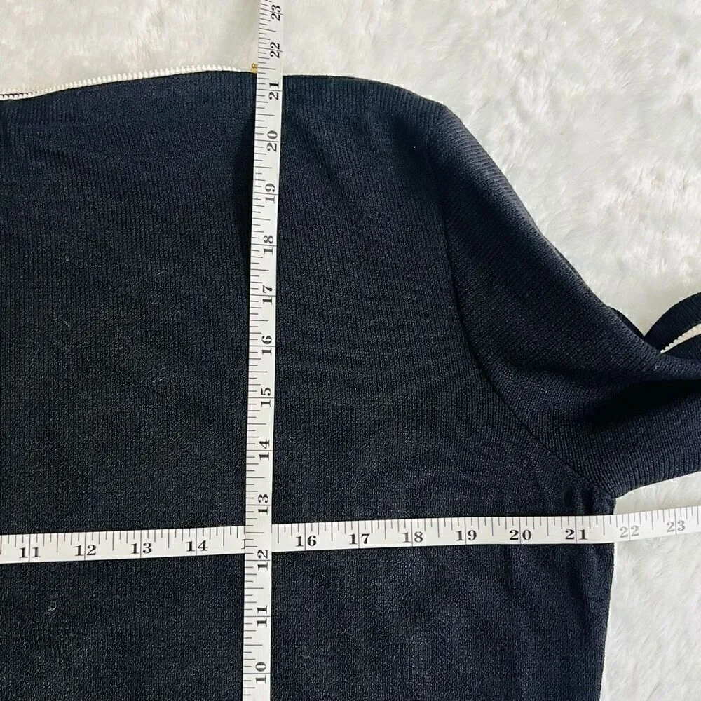 St. John Collection By Marie Gray Womens Black Knit Zipper Sleeves Top Size 6